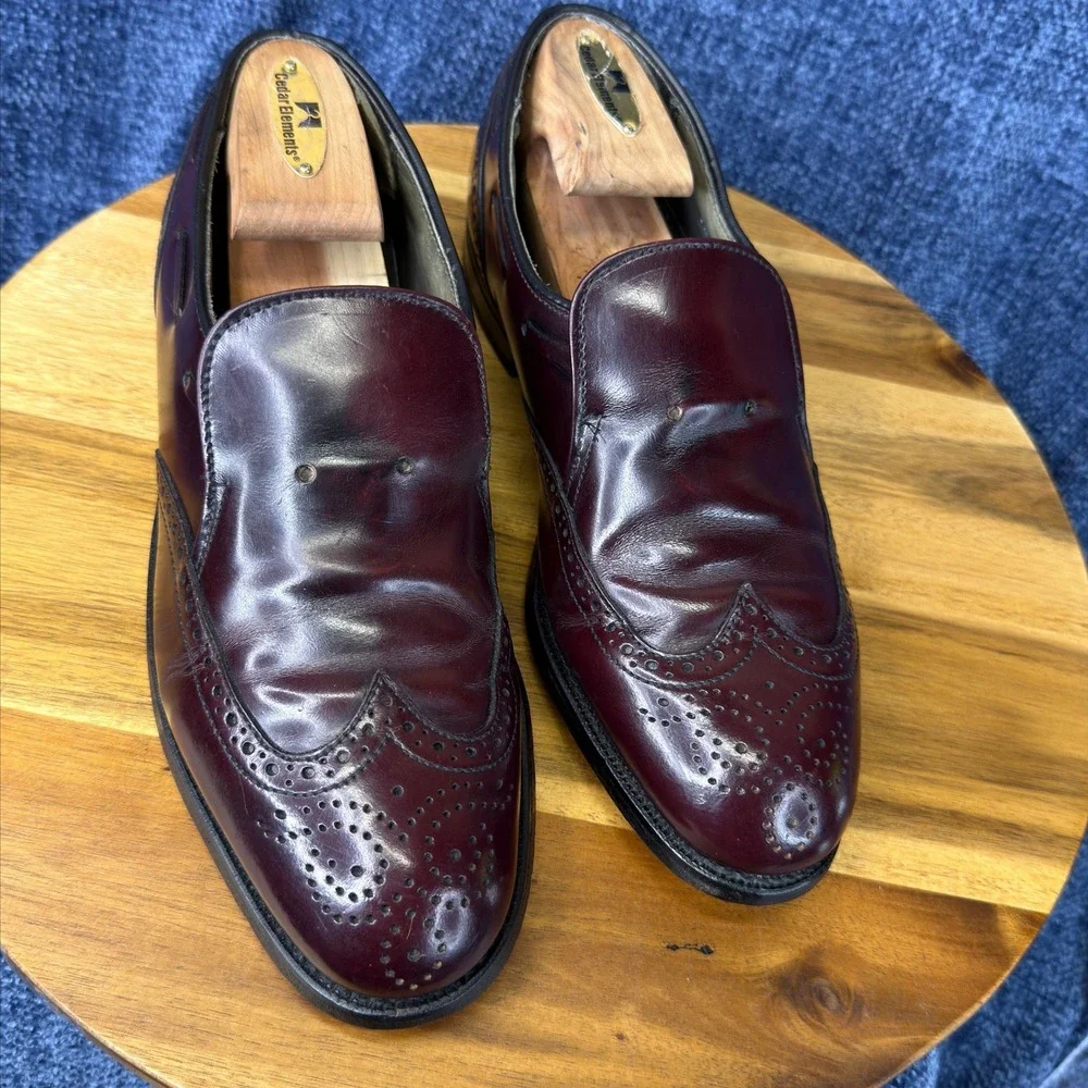 Vintage Dexter W688-4 Wingtip Loafers Mens 7.5 M Burgundy Leather USA Made